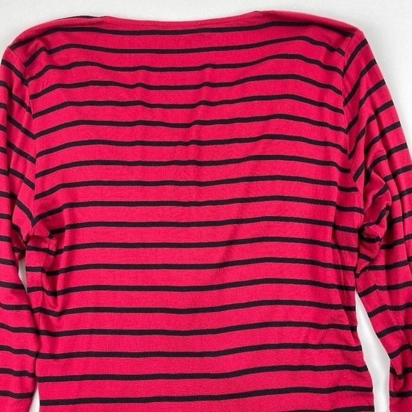 Cable & Gauge Womens Blouse Red Black Stripe Large - Picture 8 of 9